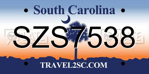 SZS7538 South Carolina License Plate