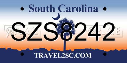 SZS8242 South Carolina License Plate