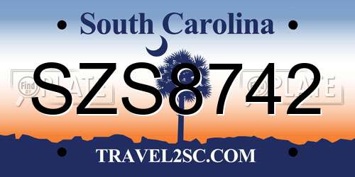 SZS8742 South Carolina License Plate