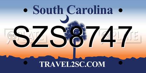SZS8747 South Carolina License Plate