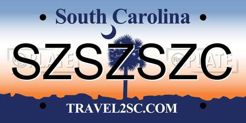 SZSZSZC South Carolina License Plate