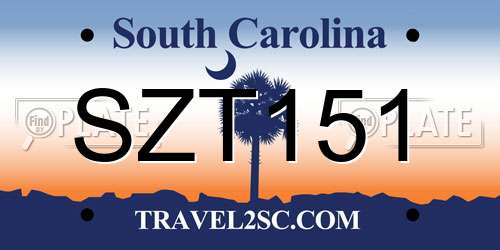 SZT151 South Carolina License Plate