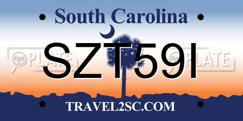 SZT59I South Carolina License Plate