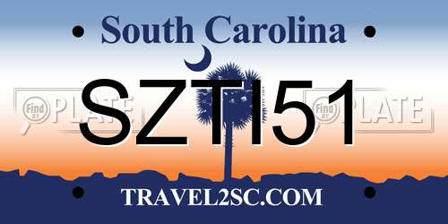 SZTI51 South Carolina License Plate