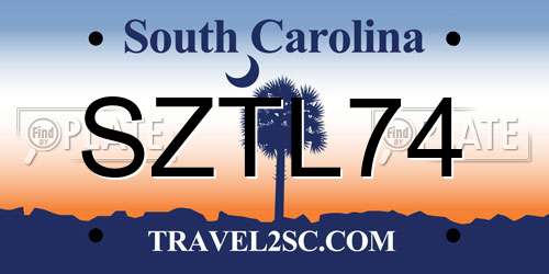 SZTL74 South Carolina License Plate