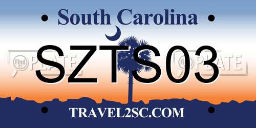 SZTS03 South Carolina License Plate