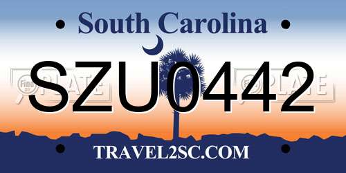 SZU0442 South Carolina License Plate