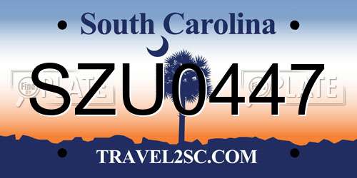 SZU0447 South Carolina License Plate