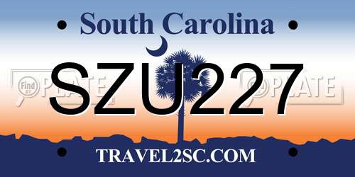 SZU227 South Carolina License Plate