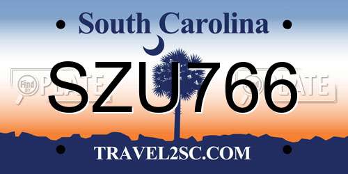 SZU766 South Carolina License Plate