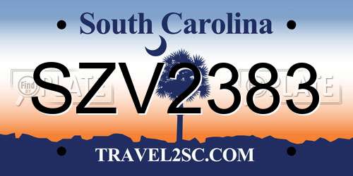 SZV2383 South Carolina License Plate