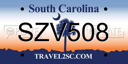 SZV508 South Carolina License Plate