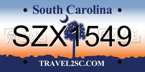 SZX1549 South Carolina License Plate