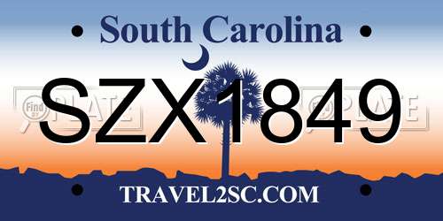 SZX1849 South Carolina License Plate