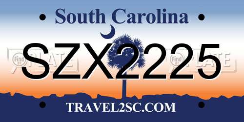 SZX2225 South Carolina License Plate