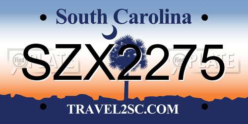 SZX2275 South Carolina License Plate