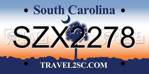SZX2278 South Carolina License Plate