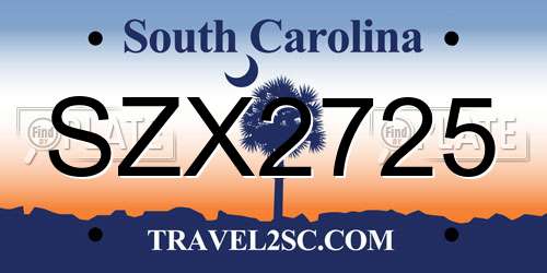 SZX2725 South Carolina License Plate