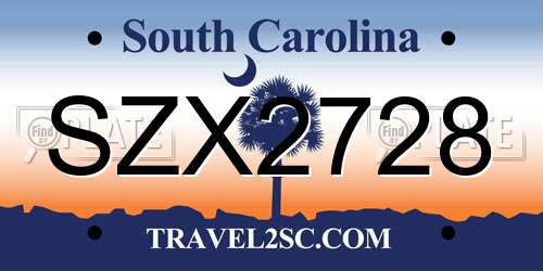 SZX2728 South Carolina License Plate