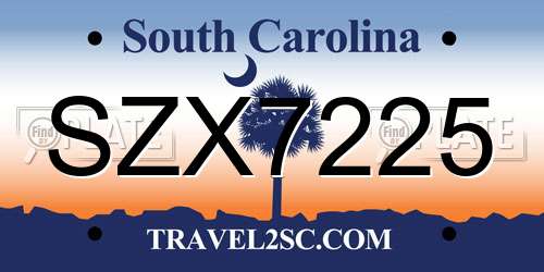 SZX7225 South Carolina License Plate