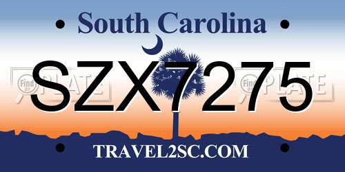 SZX7275 South Carolina License Plate