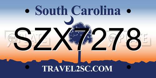 SZX7278 South Carolina License Plate