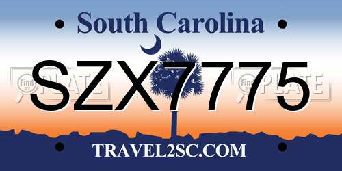 SZX7775 South Carolina License Plate