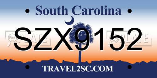 SZX9152 South Carolina License Plate