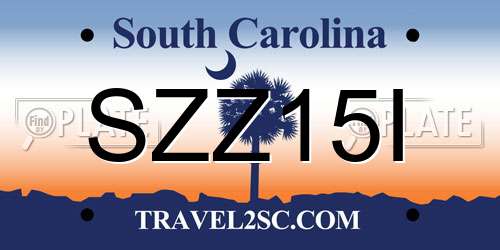SZZ15I South Carolina License Plate