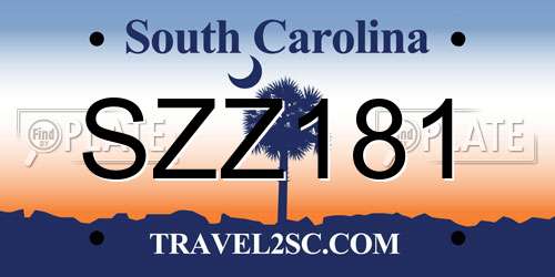 SZZ181 South Carolina License Plate