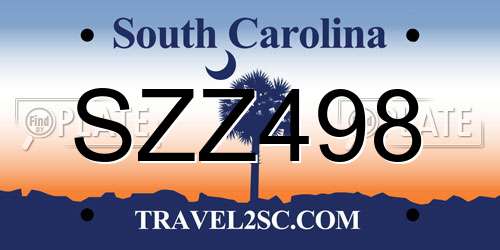 SZZ498 South Carolina License Plate