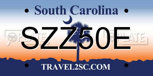 SZZ50E South Carolina License Plate