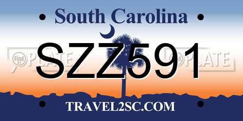 SZZ591 South Carolina License Plate