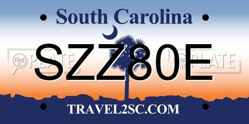 SZZ80E South Carolina License Plate
