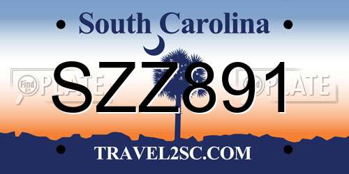 SZZ891 South Carolina License Plate