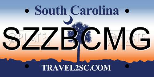 SZZBCMG South Carolina License Plate