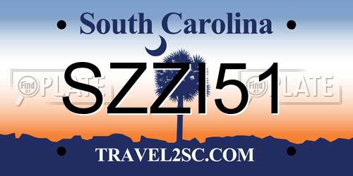 SZZI51 South Carolina License Plate