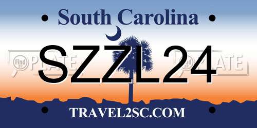 SZZL24 South Carolina License Plate
