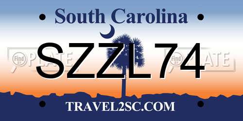 SZZL74 South Carolina License Plate