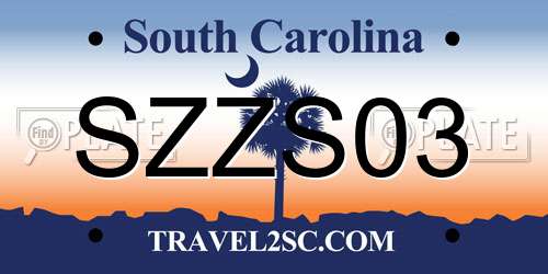 SZZS03 South Carolina License Plate