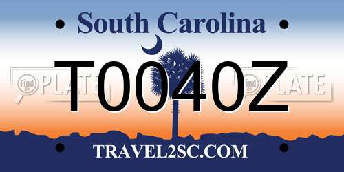 T0040Z South Carolina License Plate