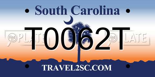 T0062T South Carolina License Plate