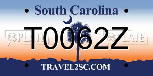 T0062Z South Carolina License Plate