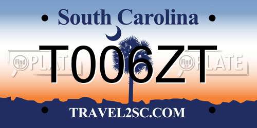 T006ZT South Carolina License Plate