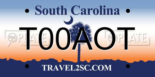 T00AOT South Carolina License Plate