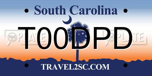 T00DPD South Carolina License Plate
