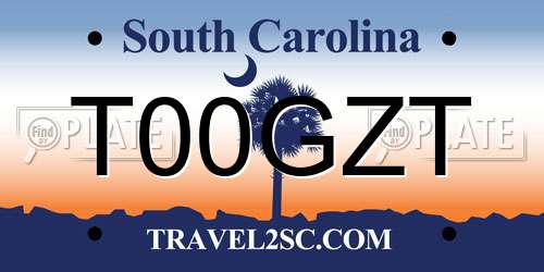 T00GZT South Carolina License Plate