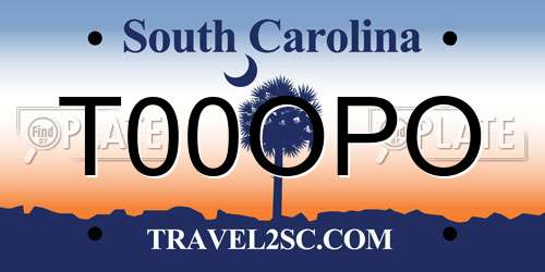 T00OPO South Carolina License Plate