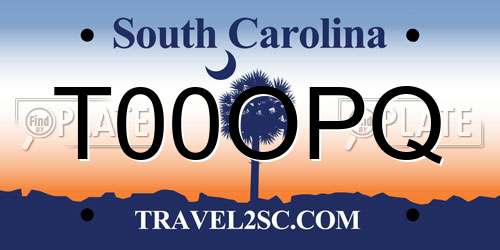 T00OPQ South Carolina License Plate