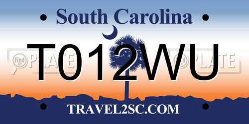 T012WU South Carolina License Plate